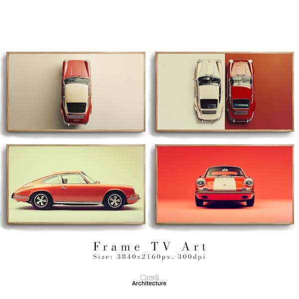 classic Porsche 911 Frame TV art, automotive art for samsung The Frame TV, download frame tv art, Porsche 911 abstract minimal art set