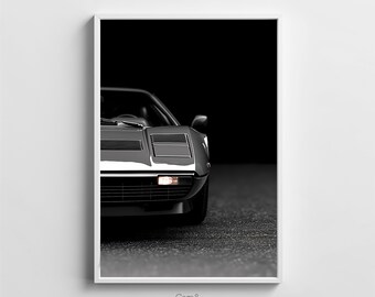 Ferrari Heritage: Minimalist Ferrari 308 Art - Instant Download Digital Prints for Stylish Interiors - Abstract luxurious ferrari B&W detail