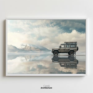 classic Landrover Defender print vintage minimalistic poster 4x4 classic car wall art, automotive home decor english iconic car defender 110