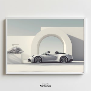 Abstract Minimalist Porsche 992 Targa Art Instant Download for Sports Car Enthusiasts, luxury Home or Office porsche 911 targa wall art