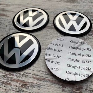 4x 50mm 56mm 65mm VW Volkswagen Auto Emblem Logo Sticker schwarz NEU für Radkappen Felgen deckel Aufkleber Bild 3