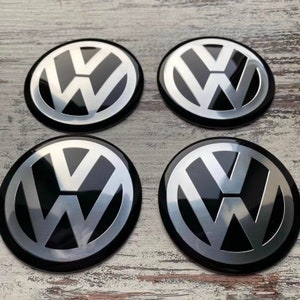 4x 50mm 56mm 65mm VW Volkswagen Auto Emblem Logo Sticker schwarz NEU für Radkappen Felgen deckel Aufkleber Bild 2