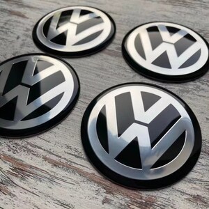 4x 50mm 56mm 65mm VW Volkswagen Auto Emblem Logo Sticker schwarz NEU für Radkappen Felgen deckel Aufkleber Bild 1