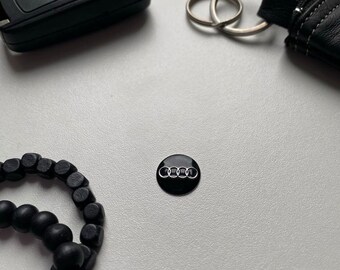 2x Audi Schlüssel Emblem Logo Aufkleber Metall 14mm schwarz