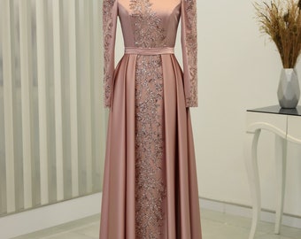 Satin Muslim Islamic Evening Dress