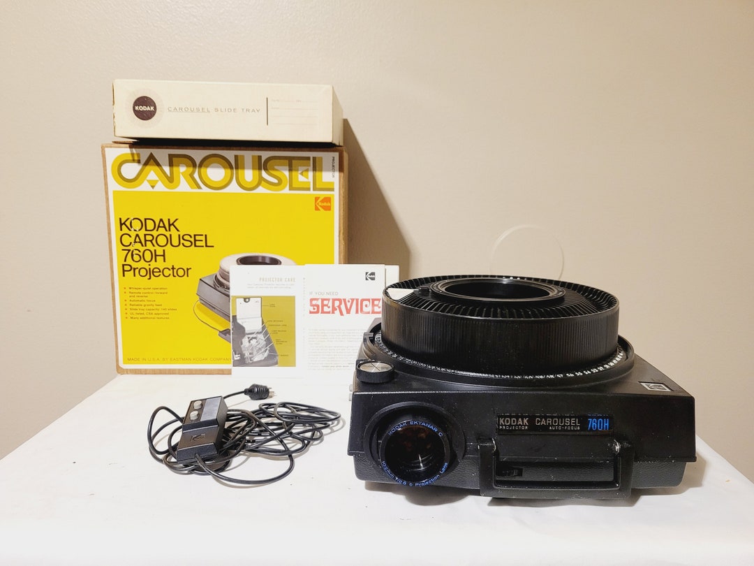 Kodak Carousel 760H Slide Projector Remote Manual Box Bundle New Bulb
