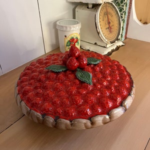 Vintage Ceramic Strawberry Pie Dish