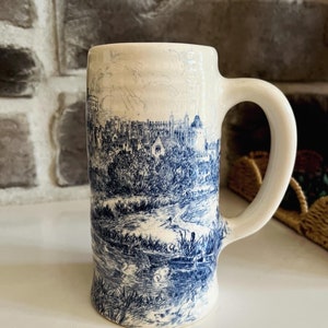 Antique Blue Transferware Ironstone Tankard - Royal Staffordshire Pottery