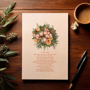 Psalm 100 Floral Art Print – Christian Wall Art – Digital Download