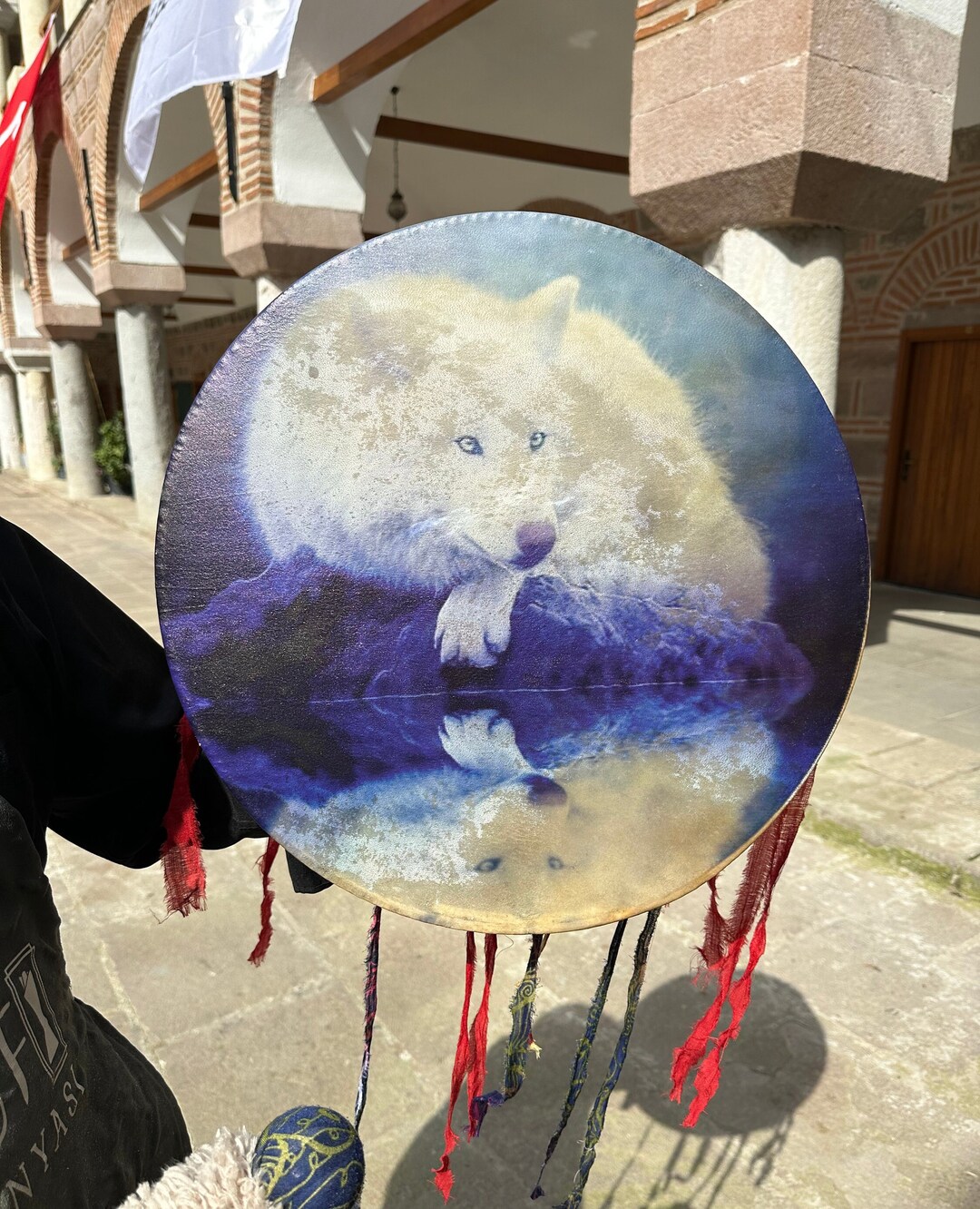 Handcrafted Wolf Shaman Drum - Spiritual Healing & Meditation ...