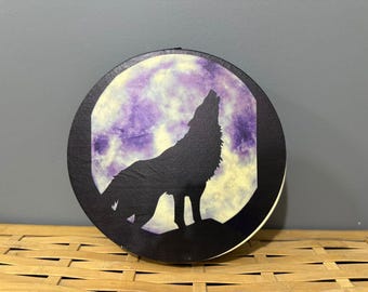 11-Inch Traditional Wolf Ocean Sound Drum - Handmade Meditation and Ritual Instrument