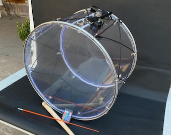 Handmade Turkish LED Lighted Drum Instrument - Unique Ethnic Décor Piece