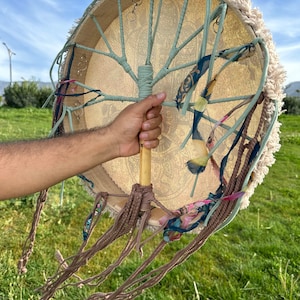 Handcrafted Shamanic Drum - Traditional 18" Frame Drum with Beater - Sacred Ceremony Drum, Spiritual Healing Music Instrument