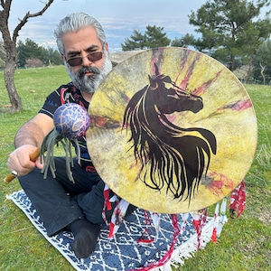 Handcrafted 21-Inch Shamanic Drum - Sacred Drumming Instrument