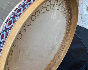 Harmony in Motion: 19-Inch Genuine Leather Cymbal Def Drum - Handcrafted Percussion Instrument for Dynamic Rhythms and Cultural Echo