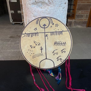 Handcrafted Shaman Drum - 20 inches - Authentic Deer Hide, Sacred Ritual Drumming Instrument