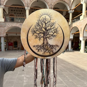 18-Inch Tree of Life Shamanic Drum - Handcrafted Meditation Drum for Spiritual Healing
