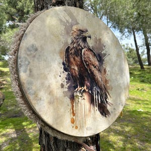 Authentic Handcrafted 21'' Shamanic Drum - Traditional Ceremonial Drum with Beater Included | Spiritual Healing, Meditation, Ritual Drumming