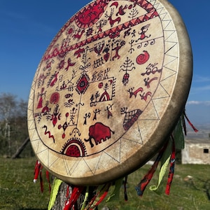 Handcrafted 18-Inch Shaman Drum (Kam Drum) - Sacred Ritual Percussion Instrument