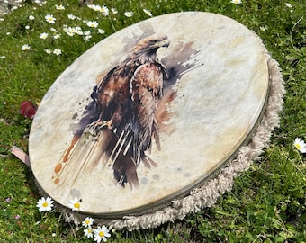 21-Inch Eagle Shamanic Drum - Handcrafted Native American Style Percussion Instrument