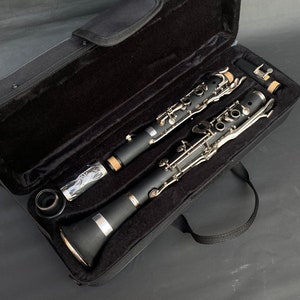 Professional G Key Clarinet - High-Quality Ebony Wood Clarinet with Silver-Plated Keys, Perfect for Intermediate to Advanced Musicians