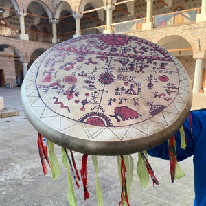 Handcrafted 20-Inch Shaman Drum - Sacred Ritual Percussion Instrument for Spiritual Journey and Meditation