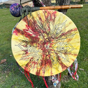 Handcrafted 21-Inch Mandala Shamanic Drum - Sacred Healing Instrument for Meditation and Spiritual Journeying