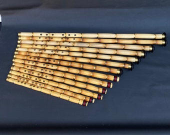 Professional 13-Piece Bamboo Ney Flute Set - Handcrafted Middle Eastern Musical Instruments for Authentic Performances