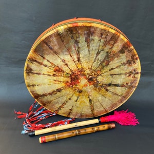 Handcrafted 18-Inch Traditional Shaman Drum - Kavala Gift - Sacred Ritual Instrument
