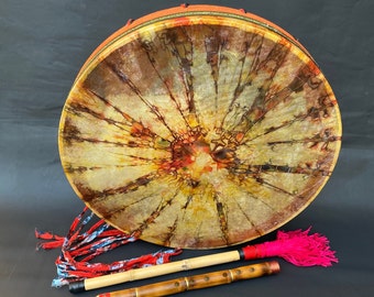 Handcrafted 18-Inch Traditional Shaman Drum - Kavala Gift - Sacred Ritual Instrument