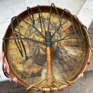 Authentic 21-Inch Shamanic Drum - Handcrafted for Spiritual Journeys and Healing Rituals