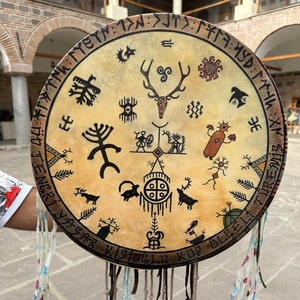 21 Inch Traditional Shamanic Drum - Handcrafted Ritual Drum with Beater for Spiritual Ceremonies and Healing Sessions