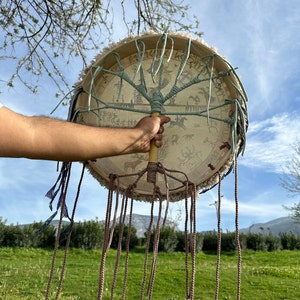 21-Inch Traditional Shamanic Drum | Handcrafted Spiritual Drum for Healing, Meditation, and Rituals - Includes Beater