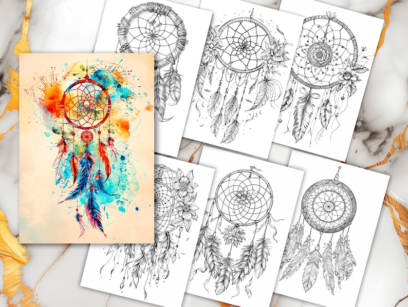 Dreamcatcher Coloring Printable. Art Therapy, Anti-stress Coloring ...