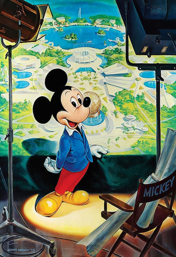 Disney World Epcot Center Mickey Mouse Map Print Poster 1978