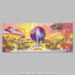 Epcot Center Opening Day Special Edition Commemorative Ticket Art Print Walt Disney Monorail Spaceship Earth Wall Art Print Decor - 3422