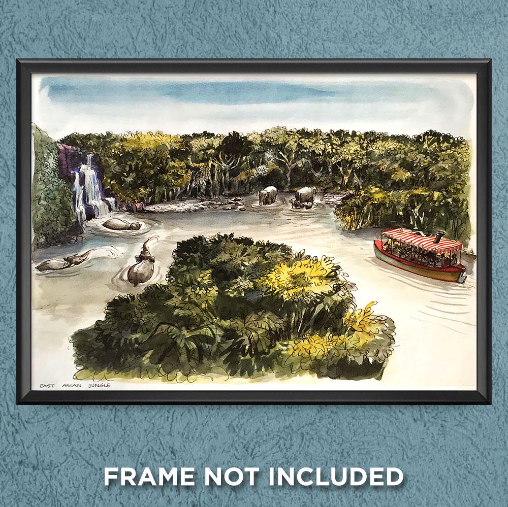Jungle Cruise Elephant Bathing Pool Concept Art Print Disney World