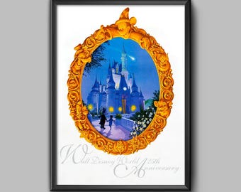 Disney World 25th Anniversary Poster Print Reproduction Disney