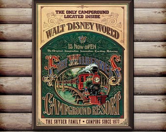 Fort Wilderness Campground Lobby Poster Personalized Print Disney World Railroad Sign Decor Wall Art Camping Camper Sign Decor - 3266