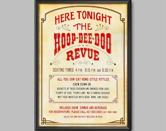Hoop Dee Doo Musical Revue Sign Print Poster Fort Wilderness Campground Disney World Hoop-Dee-Doo Review Show Wall Art Camping Decor 3869