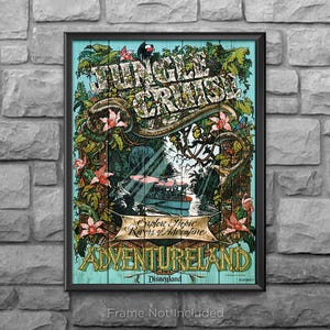 Jungle Cruise Map Print Poster Disneyland Disney World Magic Kingdom Adventureland Wall Art Decor Skipper Back Side of Water 3260