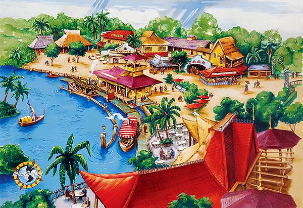 ヴィンテージ ルーサイトスカルプチャー アクリル オブジェ ポップアート Adventureland Concept Art Poster Print Jungle Cruise Boat Loading