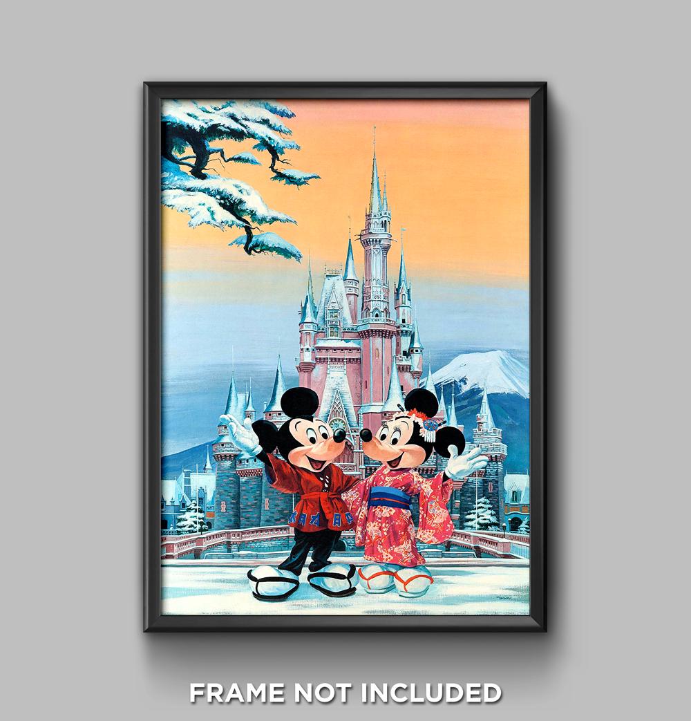 Tokyo Disneyland Castle Mickey Minnie Winter Wonderland Print