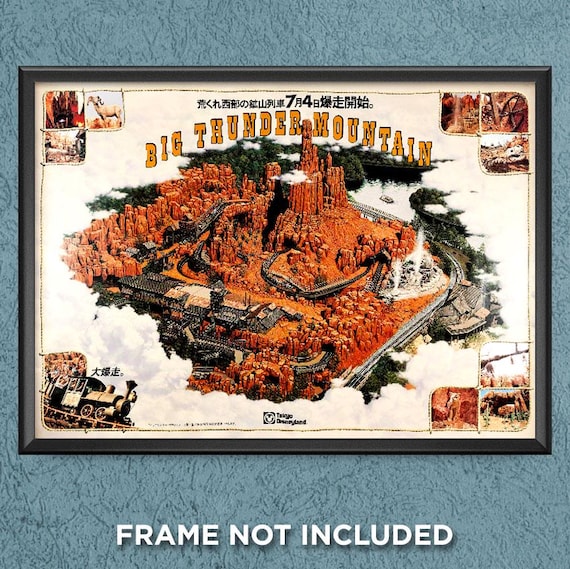 Disney Tokyo Big Thunder Mountain Map Sign Print Poster Walt