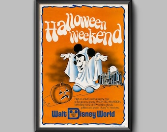Halloween Weekend Vintage Poster Print Reproduction Disney World Wall Art Decor Mickey's Not So Scary Haunted Mansion Magic Kingdom 3647