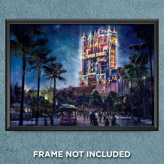 Disney 50th Anniversary Hollywood Studios Tower of Terror Magical Celebration Poster Disney World Twilight Zone Print Wall Art Decor - 3605