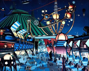 Disney World Tomorrowland Poster Print Space Mountain People Mover