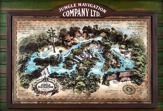 Jungle Cruise New Updated Map Print Poster Update Disney World