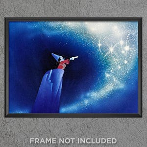 Fantasia Sorceror Mickey Poster Print Concept Painting Drawing Reproduction Wall Art Decor Mickey Mouse Sorceror&#39;s Hat Magic - 3781
