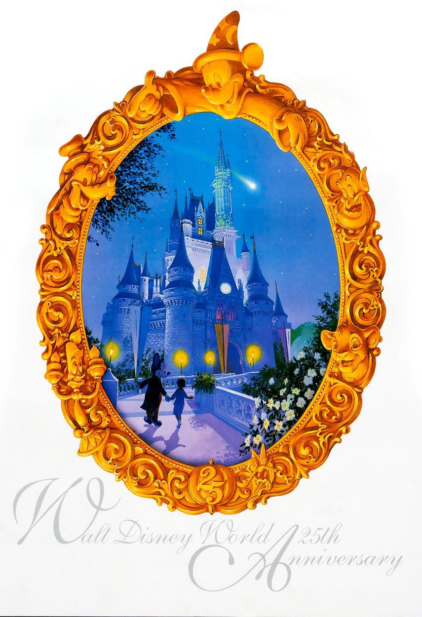 Disney World 25th Anniversary Poster Print Reproduction Disney